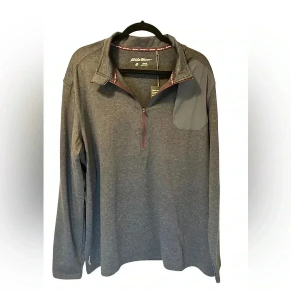 Eddie Bauer Men's Motion FreeDry 1/2 Zip Mock Neck Dk Gray Pullover Shirt XL NWT - Picture 1 of 8